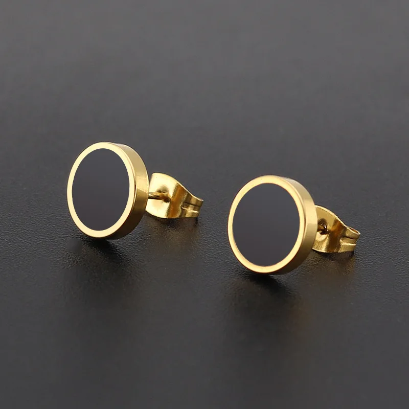 Stud Earrings 2Pcs/1Pair Stainless Steel Round Shaped Butterfly Clasp Push Earrings
