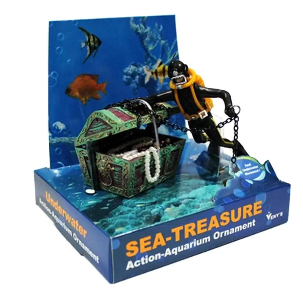 Diver Treasure Chest Aquarium Fish Tank Decoration Treasure Home, Hunt