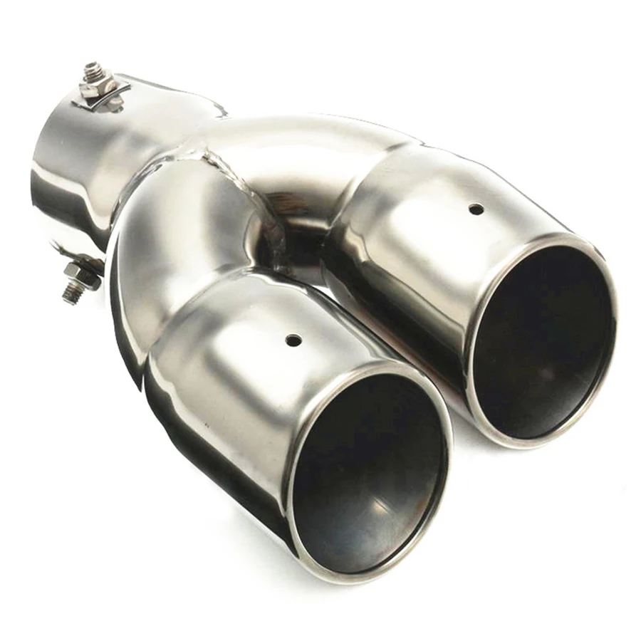 76mm3DualChromeCarExhaustPipeMufflerTipTailStainless