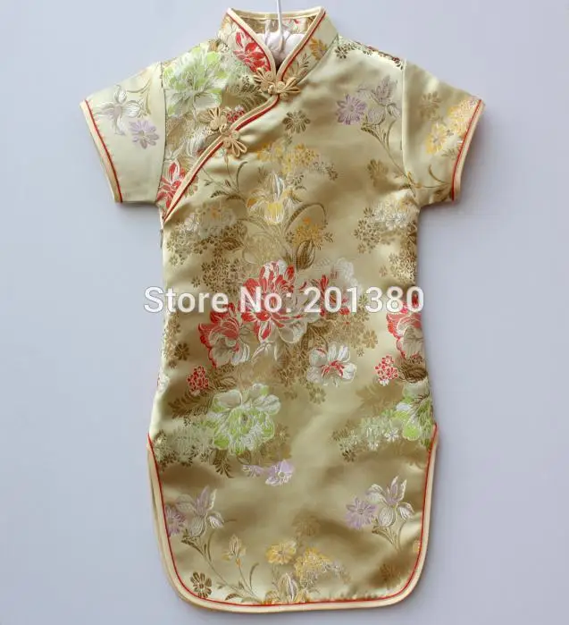 Зеленый китайский платье для девочек Дети Qipao Chi-Pao Cheongsam подарок одежда Одежда для маленьких девочек одежда с цветочным рисунком год