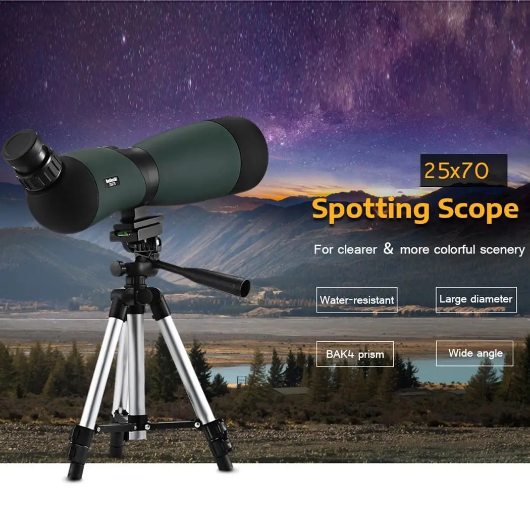 

25 x 70 Spotting Scope Monocular FMC Telescope HD Zoom Kit Water-resistance with Living water-resistant Tripod