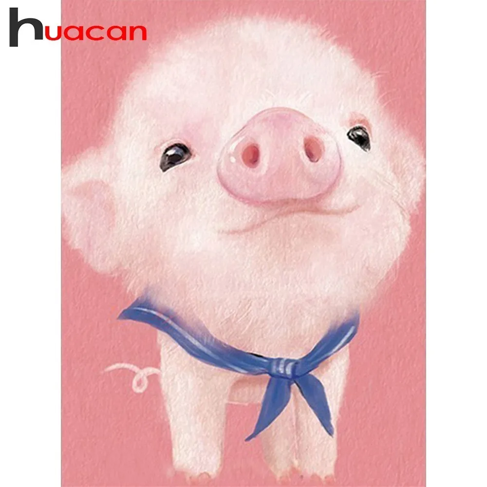 

Huacan Diamond Painting Animals Rhinestones Pictures Diamond Mosaic Sale Full Square/Round Drill Cartoon Pig Diamond Embroidery