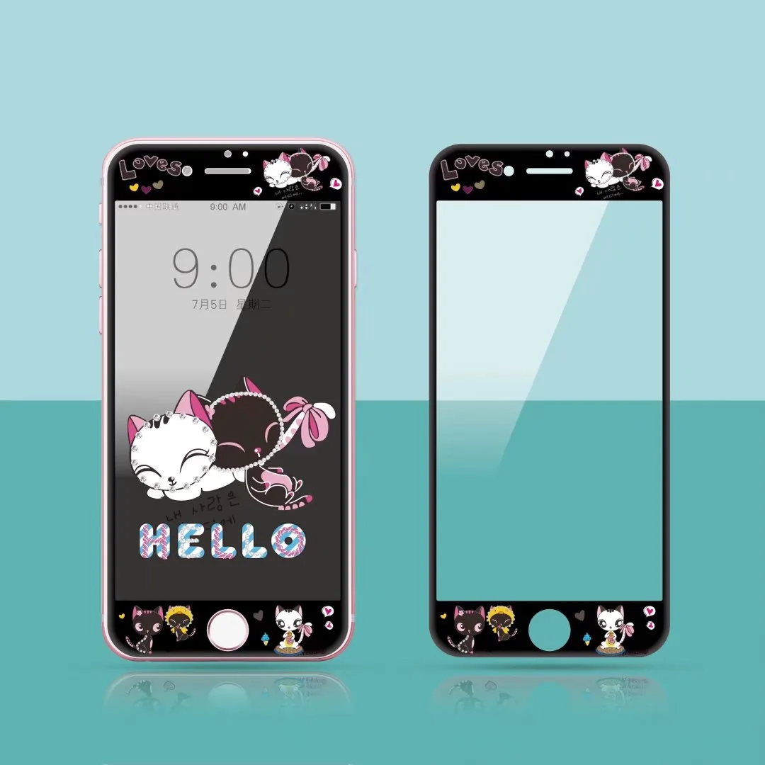 Kopen Zachte rand gehard film Front Kleurrijke Gehard Glas voor iPhone 6 6 s 7 8 Plus Screen Protector Film