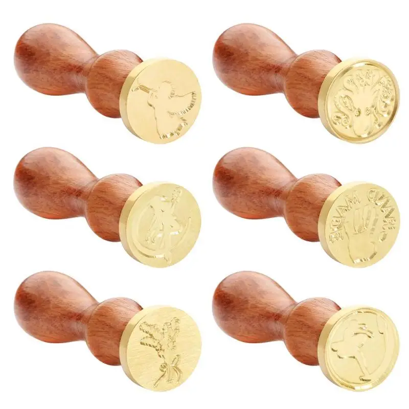 

Retro Plant Pattern Wood Handle Sealing Wax Seal Stamp Post Decor Craft Wedding Invitations Post Decorative Gifts