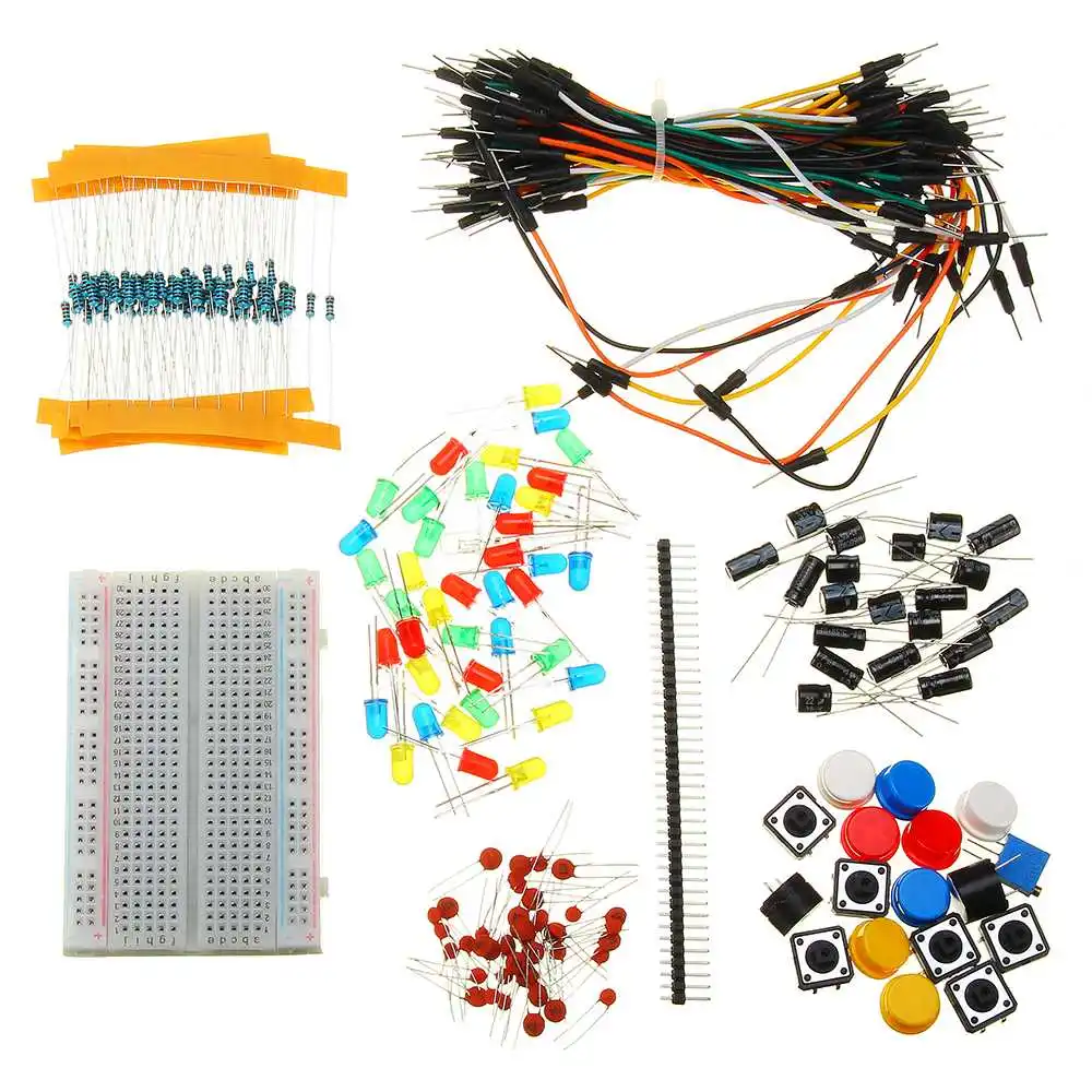 

Starter Kit for arduino Resistor /LED / Capacitor / Jumper Wires / Breadboard resistor Kit with Retail Box DIY Kit
