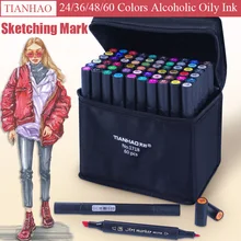 Двойная головка алкогольные маркеры на масляной основе, анимационный дизайн, наброски, граффити, кисть, ручка для рисования, школьные офисные товары для рукоделия