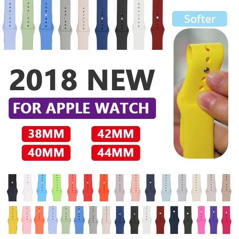 Красочный мягкий силиконовый спортивный ремешок для мм 38 мм Apple Watch Series3 2 мм 42 мм браслет ремешок для iWatch Sports Edition Замена