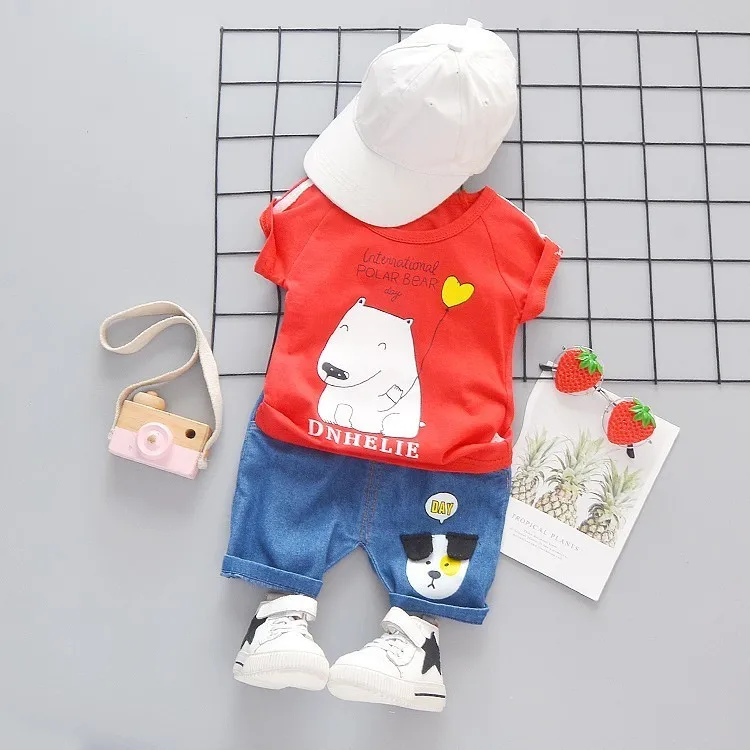 

Boys Girls Summer Infant Children Clothes Kids Lovely Dog Shirt Shorts 2pcs/Sets Toddler Fashion Cotton Clothing Baby Tracksuits