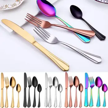 

4pcs New Solid Convenient Luxury Stainless Steel Knife Fork Spoon Tableware Cutlery Banquet Party