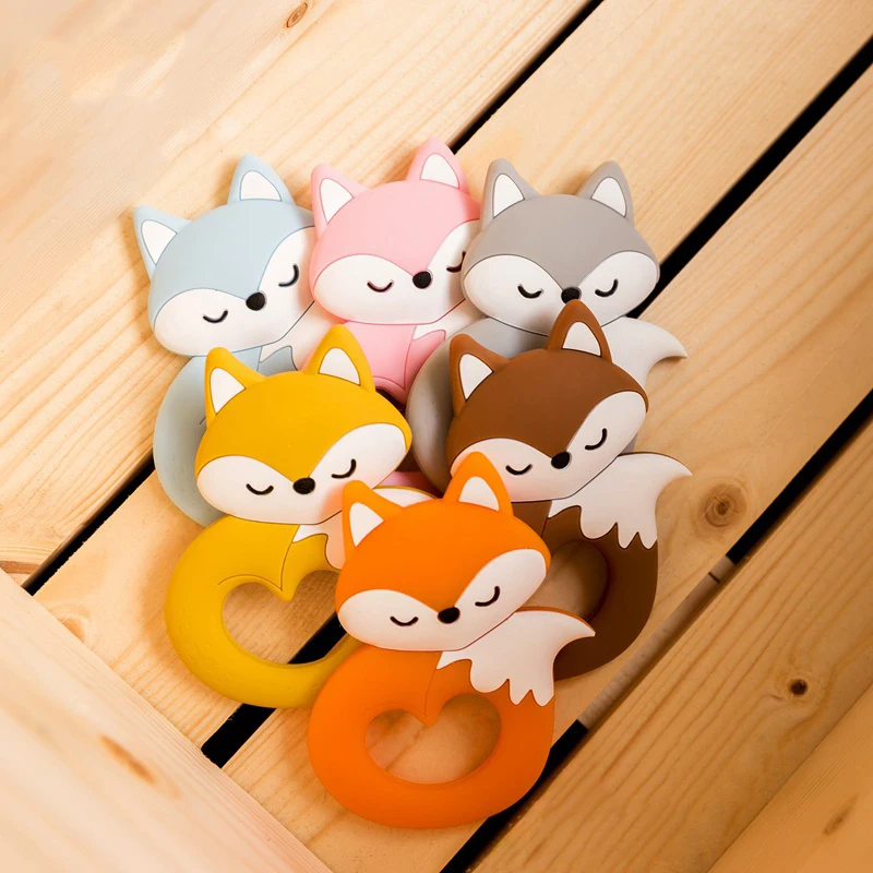 

Let's Make Silicone Animal Teether Fox Shape Food Grade Cartoon Silicone DIY Nursing Teething Cute Fox Silicone Patent 6pc /lot