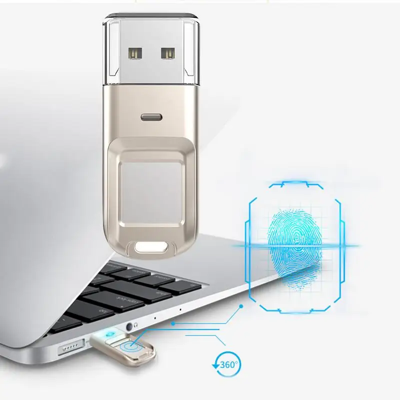 

Fingerprint Encryption U Disk 32G 64G Metal Innovative Mini Encryption U disk USB Protable Flash Drives Data Storage Car Adapter
