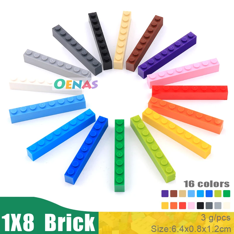 

100g 33pcs/bag Educational Kids Toy Plastic Building Blocks Accessories 1x8 Brick DIY Kit Compatible With Legoes Blocks In Bulk