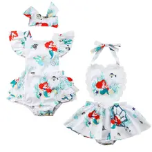 Кружевной комбинезон русалка для маленьких девочек; комбинезон; sunsuit; Одежда 0-3Y