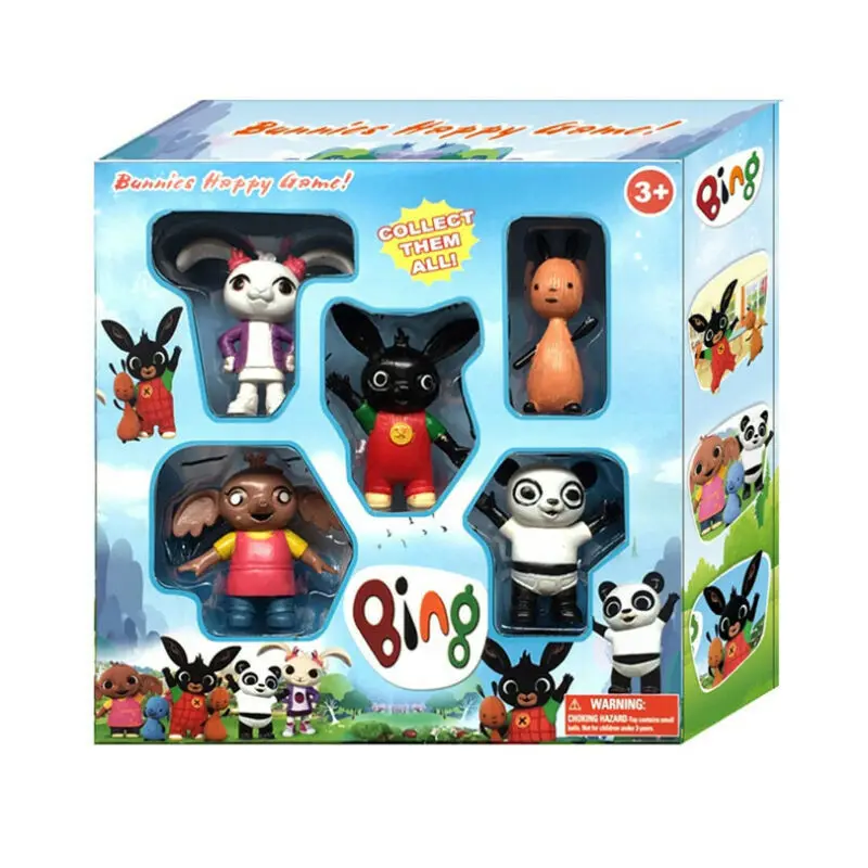 

5pcs bing action figur toy sula flop hoppity voosh pando bing bunny rabbits peluche dolls toys children plush toys