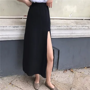 

Temperament Thin Leisure Long Half-body Split Skirt Woman New Pattern