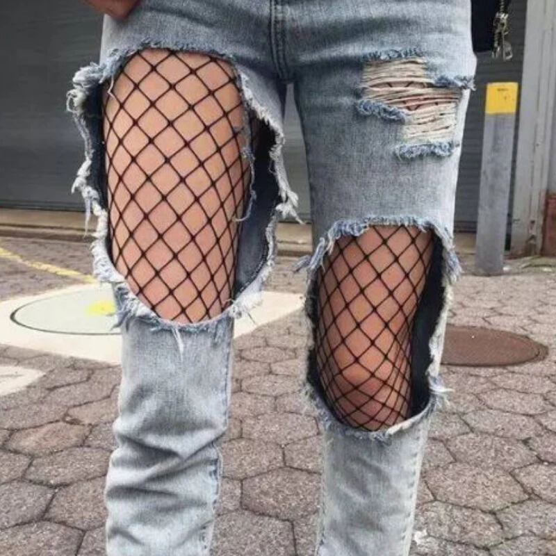 

Fish Net Pantyhose Women Fishnet Bodystockings Pattern High Waist Big Hole Pantyhose Tights Femme medias de mujer