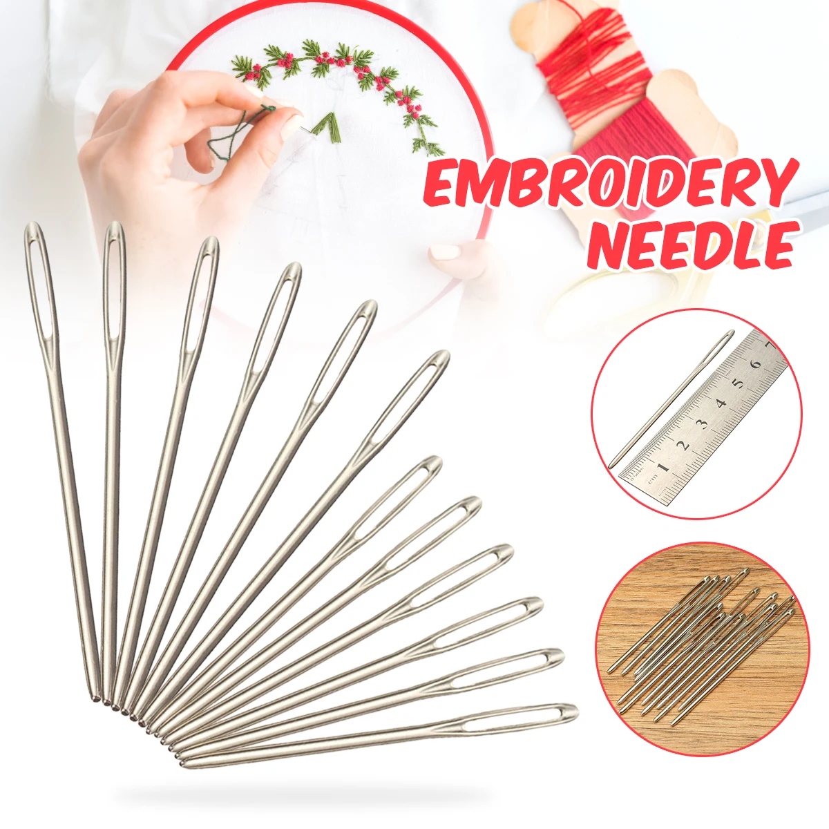 12pcs/set 6cm 7cm Large Eye Needles Leather Sewing Needles Stainless