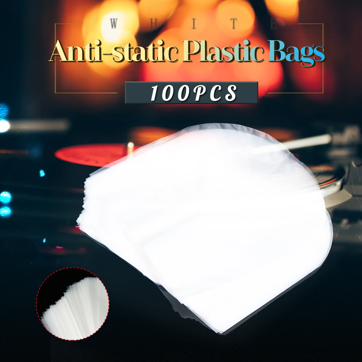 

100PCS 12" Vinyl Record Protecter LP Record Plastic Bags Anti-static Record Sleeves Outer Inner Plastic Clear Cover Container