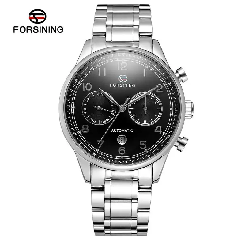 

Forsining 2019 Luxury Design Two Fashion Dials Display Arabic Number Mens Watches Top Brand Luxury Automatic Fashion Watch Clock