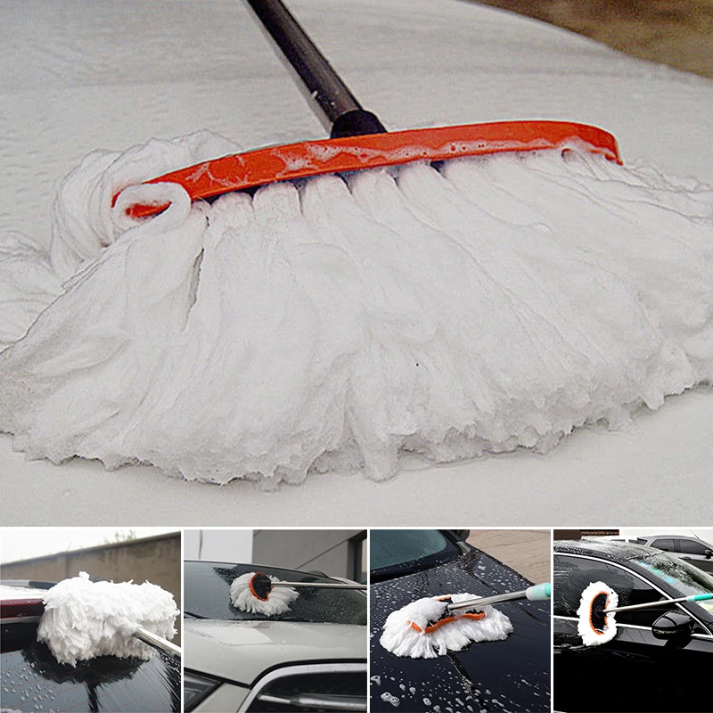 

Car Adjustable Telescopic Cleaning Wiping Soft Milk Silk Mop Wash Brush Tools