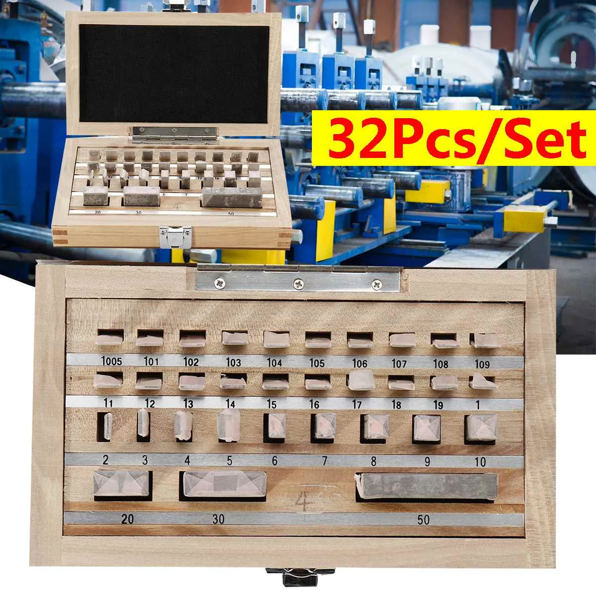 

32Pcs/Set Steel Metric Gage Block Grade 0 Slip Jo Blocks 1.005-50mm MeasureTool High-Precision Stable Durable Corrosion