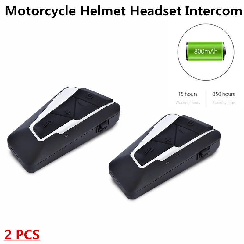 

T9S Motorcycle Helmet Headset 1200m Intercom 2 Interphones Bluetooth 3.0 IPX6 Waterproof 15 Hours Working Time Support Music FM