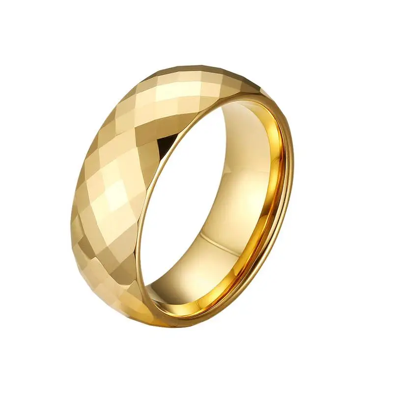 

Men's Tungsten Steel Multi-Cut Ring Exquisite High Polish Golden Solid Color Fashion Simple Tungsten Steel Durable Ring For Men