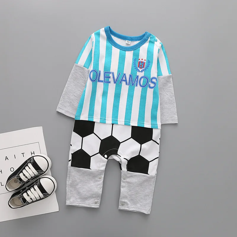 

Spring And Autumn Season Male Girl Baby Clothing Ha. Long Sleeve Stripe Football Motion Even Clothes Dress Baby