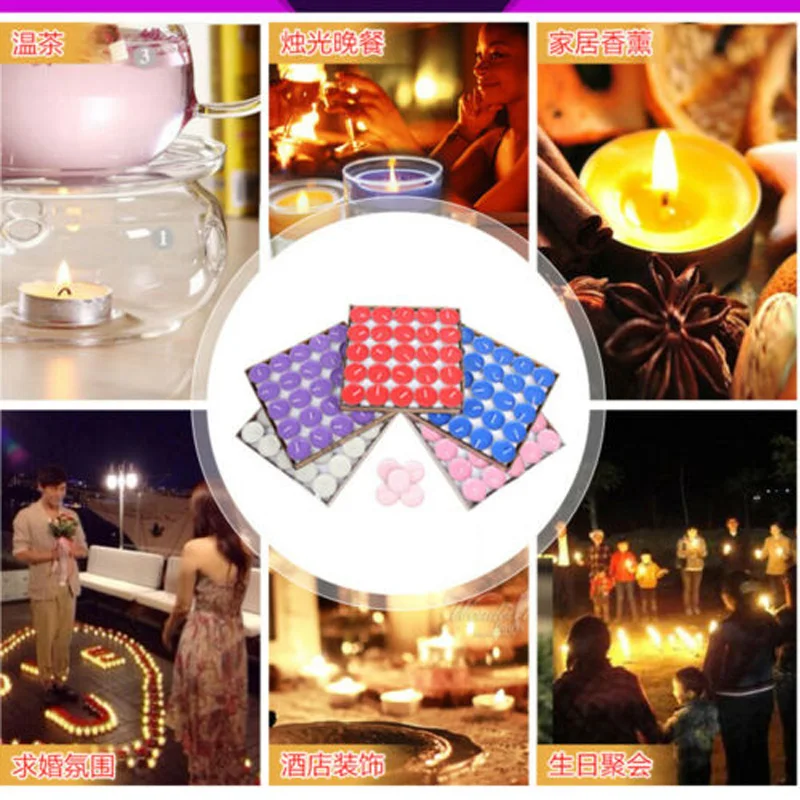 

50 PCS Smokeless Scented Candle Tea Light Wax Nightlight 4 Hours Buring