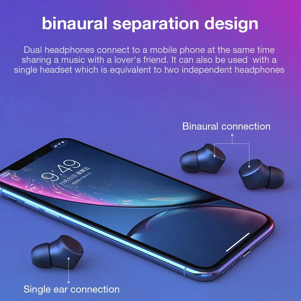 TWS 5.0 Wireless Bluetooth Earphone True Wireless Surround Stereo Waterproof Sports Earphone Smart Noise Reduction With Mic