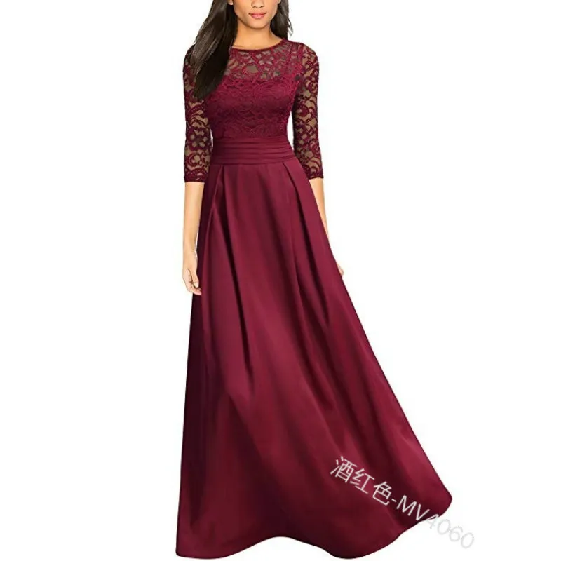 

Sexy Dress Women Robe Femme Fashion Women Solid Color Round Neck Half Dinner Evening Party Open Back Lady Dress