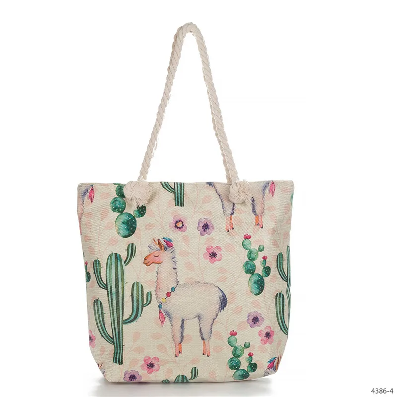 

Miyahouse Hot Sale Cute sheep Printing Women Handbag Large Capacity Shopping Bag Sailor Rope Design Summer Beach Bag Female