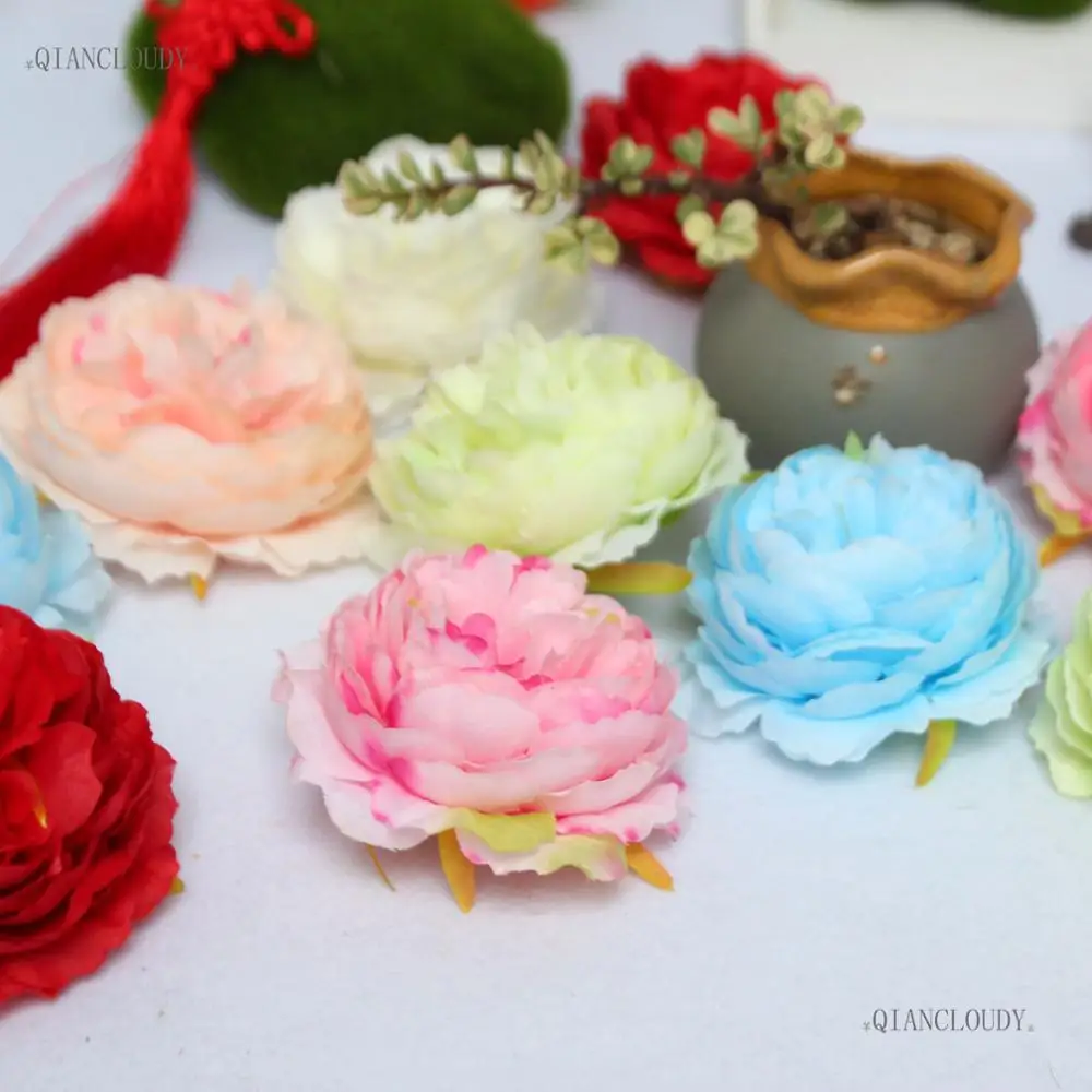 100 Pieces Artificial Large Peony Bud Silk Flowers Heads For Hair Clip