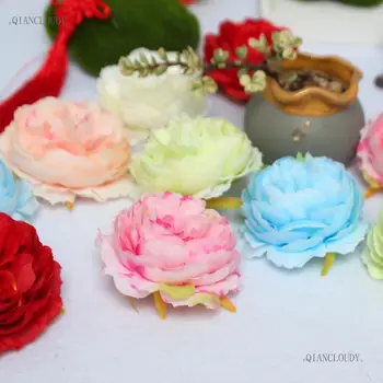 

100 pieces Artificial Large Peony bud Silk Flowers Heads for hair Clip Hat Headband wedding wall Guide flower decoration D71
