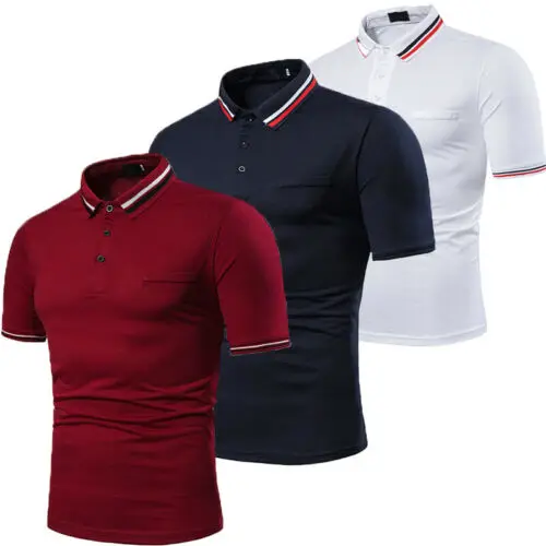 

Hirigin 2019 New Casual Sloid Men's Tshirt Slim Fit Shirts Short Sleeve Casual Golf T-Shirt Jersey Tops Tee