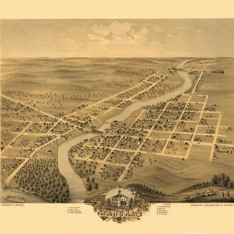 Старая карта аноки Миннесота 1869 Anoka County Poster Print (24x36) | Дом и сад