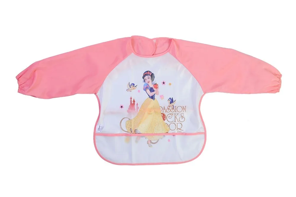 Disney Princess Baby Bibs Long Sleeve Cartoon Cotton Waterproof Bib Burp Clothes Baberos Baby Stuff Disney Accessory