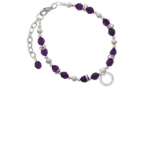 Strong Brave Fearless Infinity Ring Purple Beaded Bracelet |