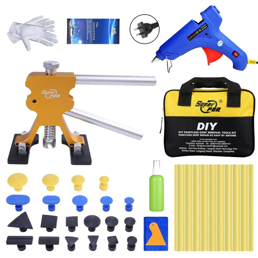 

Super PDR Auto Dent Puller Suction Cup Glue Tabs AU Plug Hot Melt Glue Gun For Hot Adhesive Glue Stick With Tool Bag Ferramentas