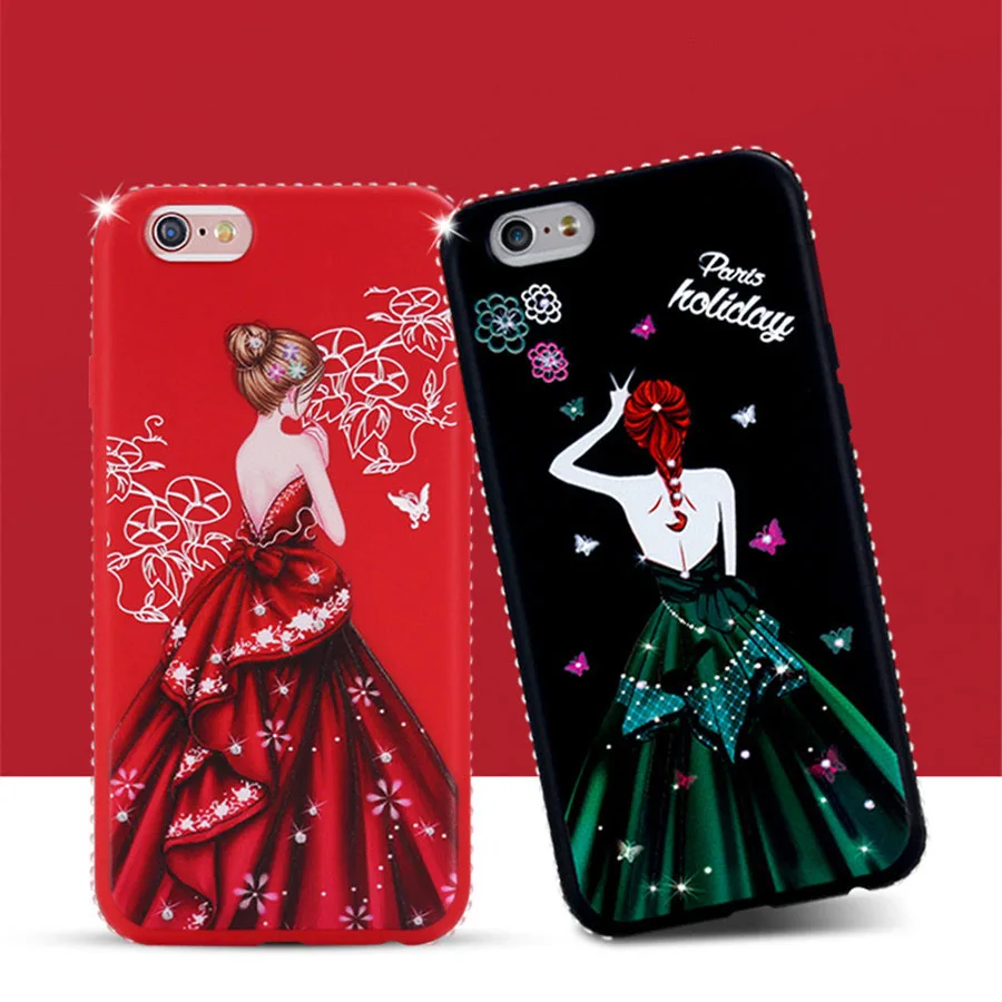 

Luxury Colorful Bling Gorgeous Dress Case For iPhone Xs MAX XR X 7 8 6 6S Plus 5S 5 SE Cute Glitter Diamond Phone Case Cover