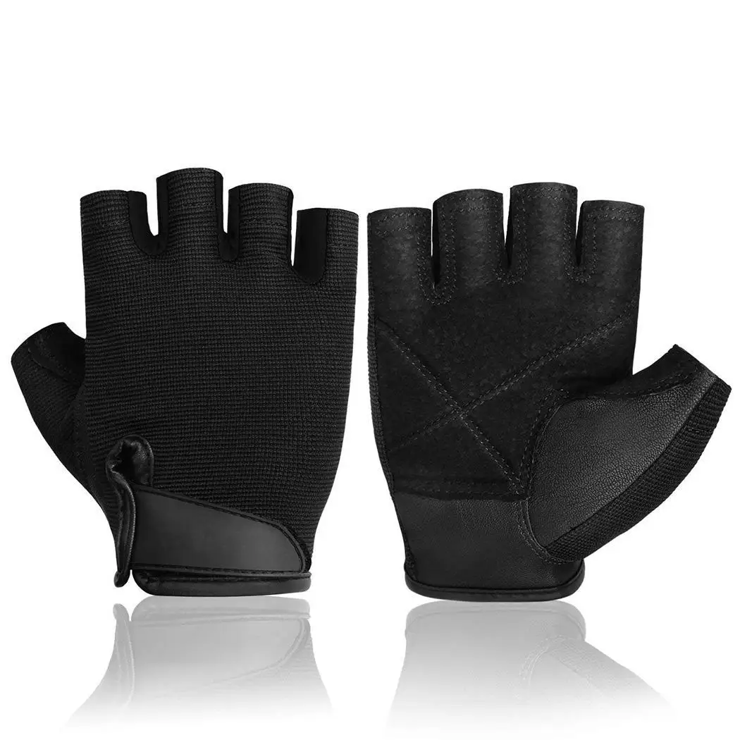 Мужские велосипедные гребли Тяжелая атлетика мощное сцепление черные половина пары пальцев Взрослые спортивные перчатки спортивные
