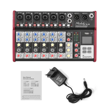 

Muslady SL-8 8-Channel Mixing Console Mixer 2-band EQ Built-in 48V Phantom Power Supports BT Connection USB MP3 Player for DJ