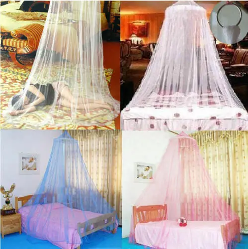 

White Pink Blue Round Lace Curtain Dome Bed Canopy Netting Princess Mosquito Net
