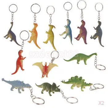 

Pack of 2 12pcs Key Rings Keychain with Dinosaur Pendant