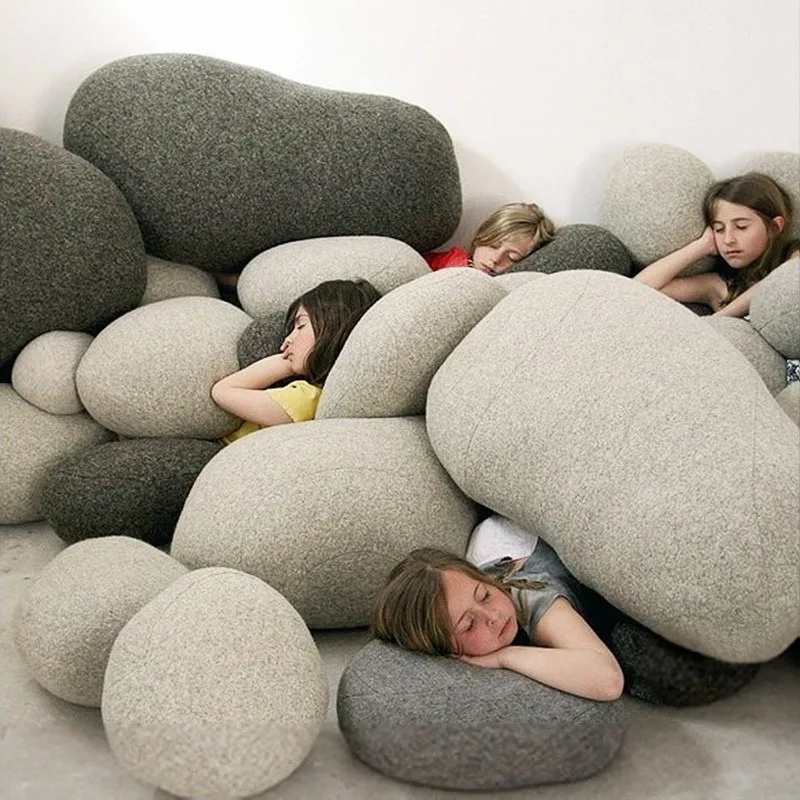

2019 New Creative 3d Simulation Stone Pillow Pebbles Throw Cushion Back Cushion Lazy Creative Home Decor Funny Soft Pillow