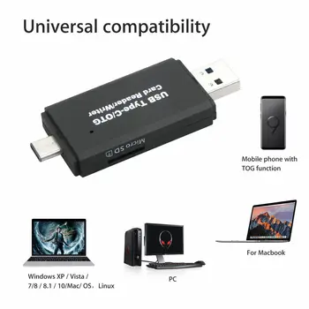 

3in1 USB Micro Type-C OTG Hub Adapter SD/TF/Micro Card Reader For Macbook Phone