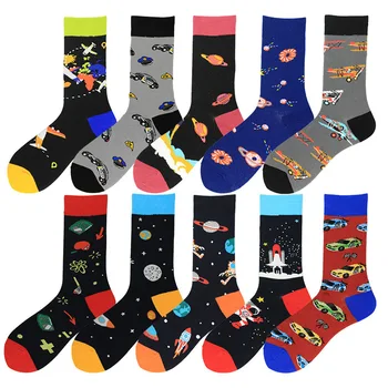

PEONFLY New 2020 Colorful Cotton Men's Long Socks Harajuku Hip hop Funny Skull Cool Dress Socks for Male Wedding Christmas Gift