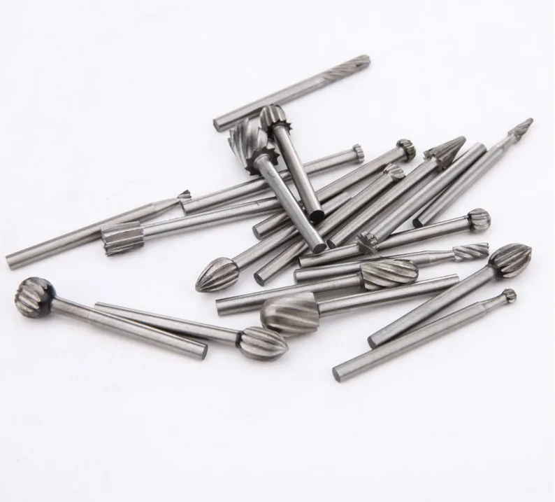20 sets of 3mm electric grinding high speed steel woodworking small rotary file engraving grinding head milling cutter set