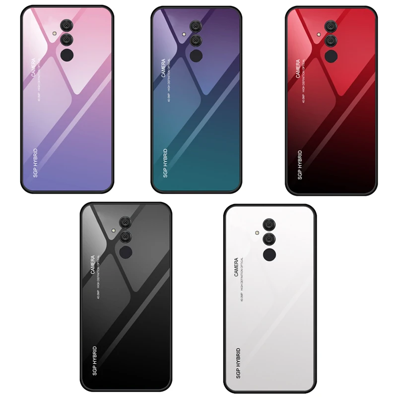 

Gradient Case For Huawei Mate 20 Lite Full Cover Tempered Glass Back Shell For Huawei Mate 10 Lite 20 Pro X Protective Film Case