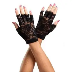Ретро половина пальцев кружевные перчатки Пром Для женщин вечерние панк-рок Лоскутное Милые Руки Перчатки и варежки мягкие прозрачные